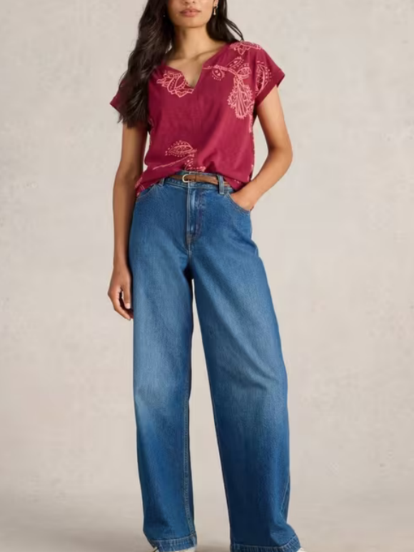 Notch Neck Print T-Shirt