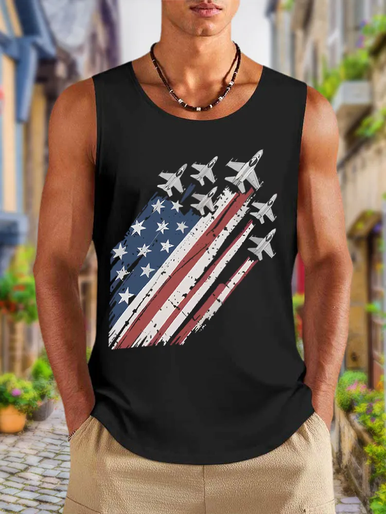 Men'S Independence Day Round-Necked Sleeveless Vest