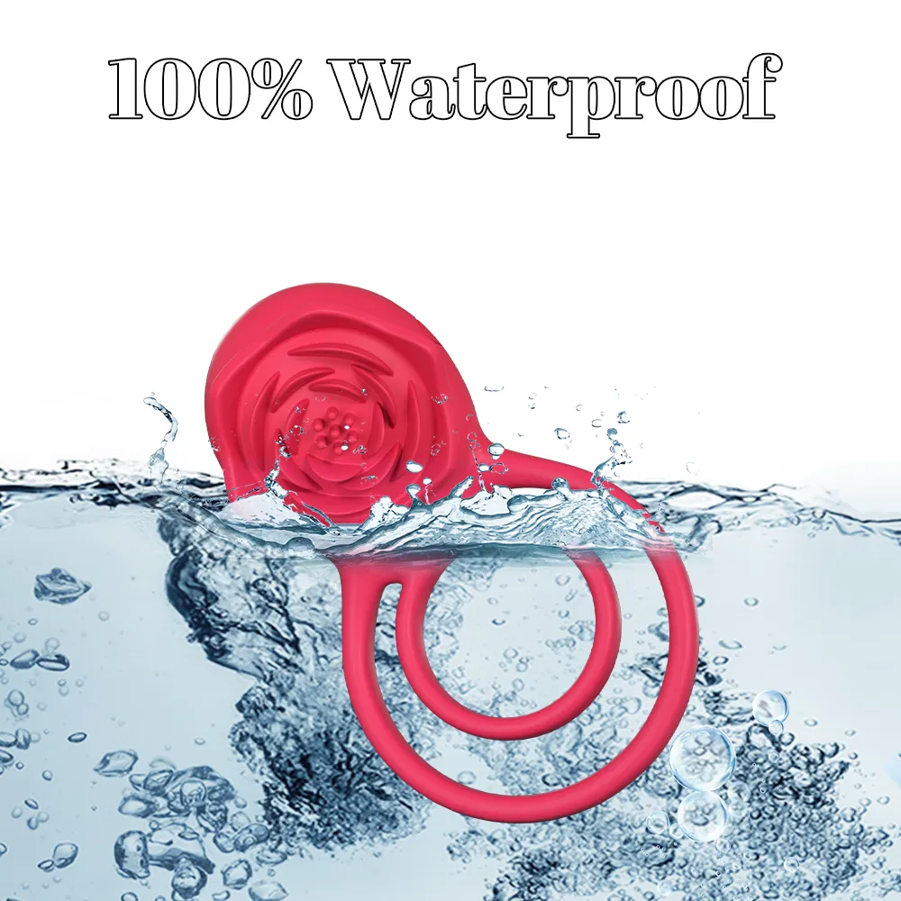 Vibrating Cock Ring with Rose Clitoral Stimulator