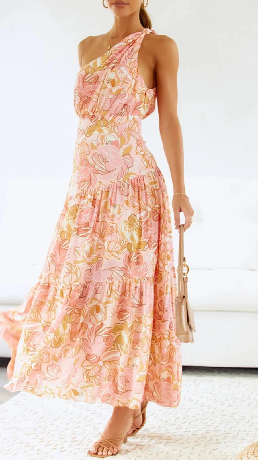 Knot Detail In Shoulder Strap Maxi Dress