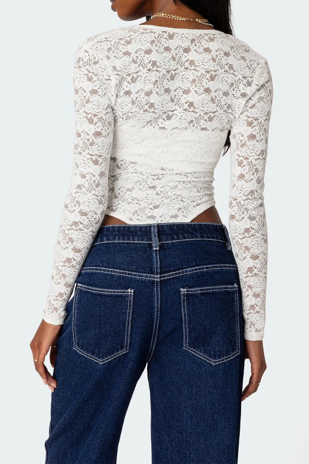 Black Sheer Lace Two Piece Bodysuit