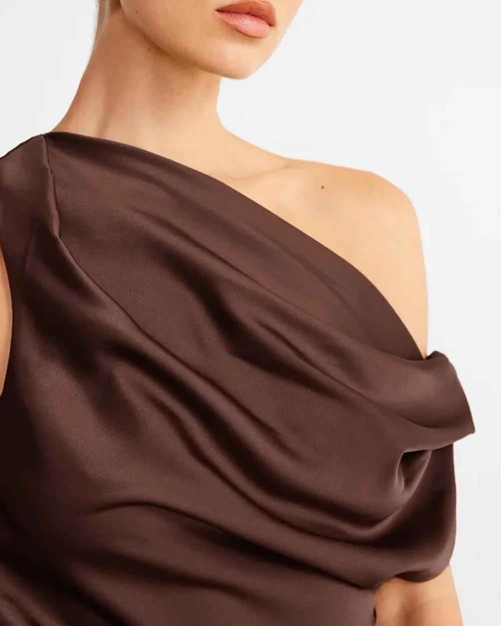 Off-shoulder Satin Maxi Dress
