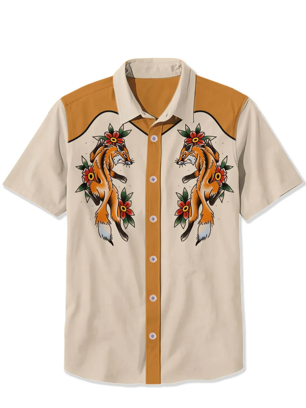 Vintage Fox And Flower Shirt