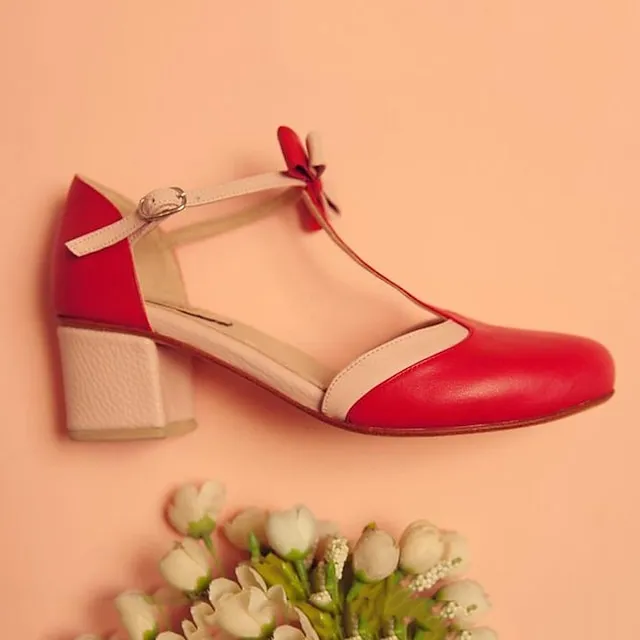 Women's Sandals Plus Size Party Daily Block Heel Round Toe Elegant Sweet PU Leather Buckle Black Red