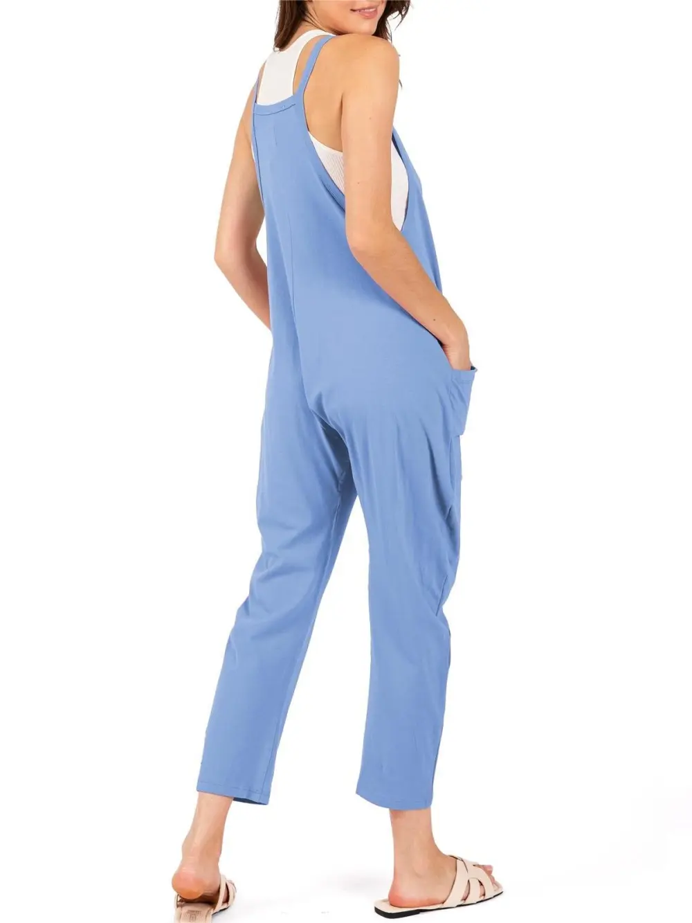 Hot Pink Sleeveless Pocketed Jumpsuit