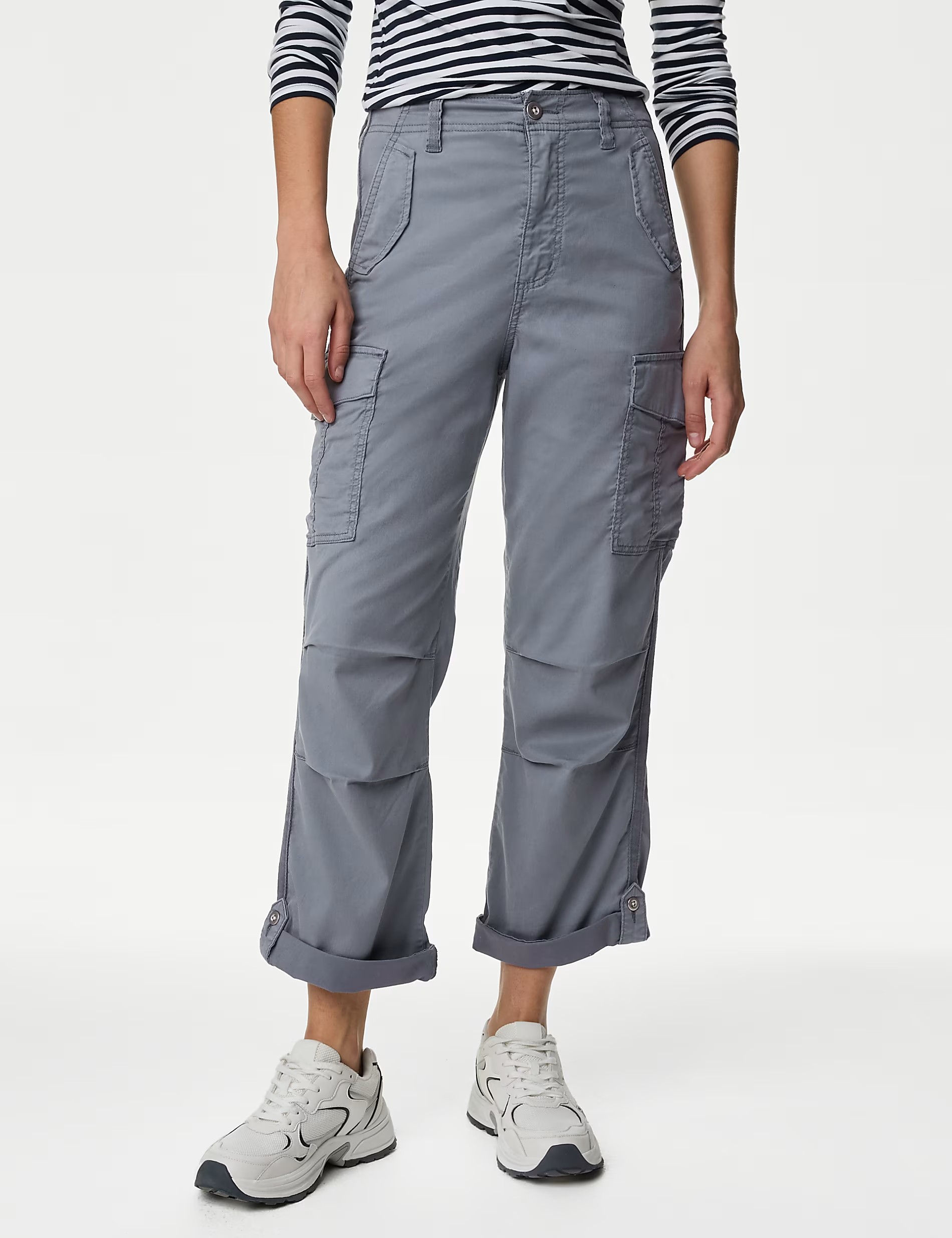 Rich Cargo Tea Dyed Cropped Trousers