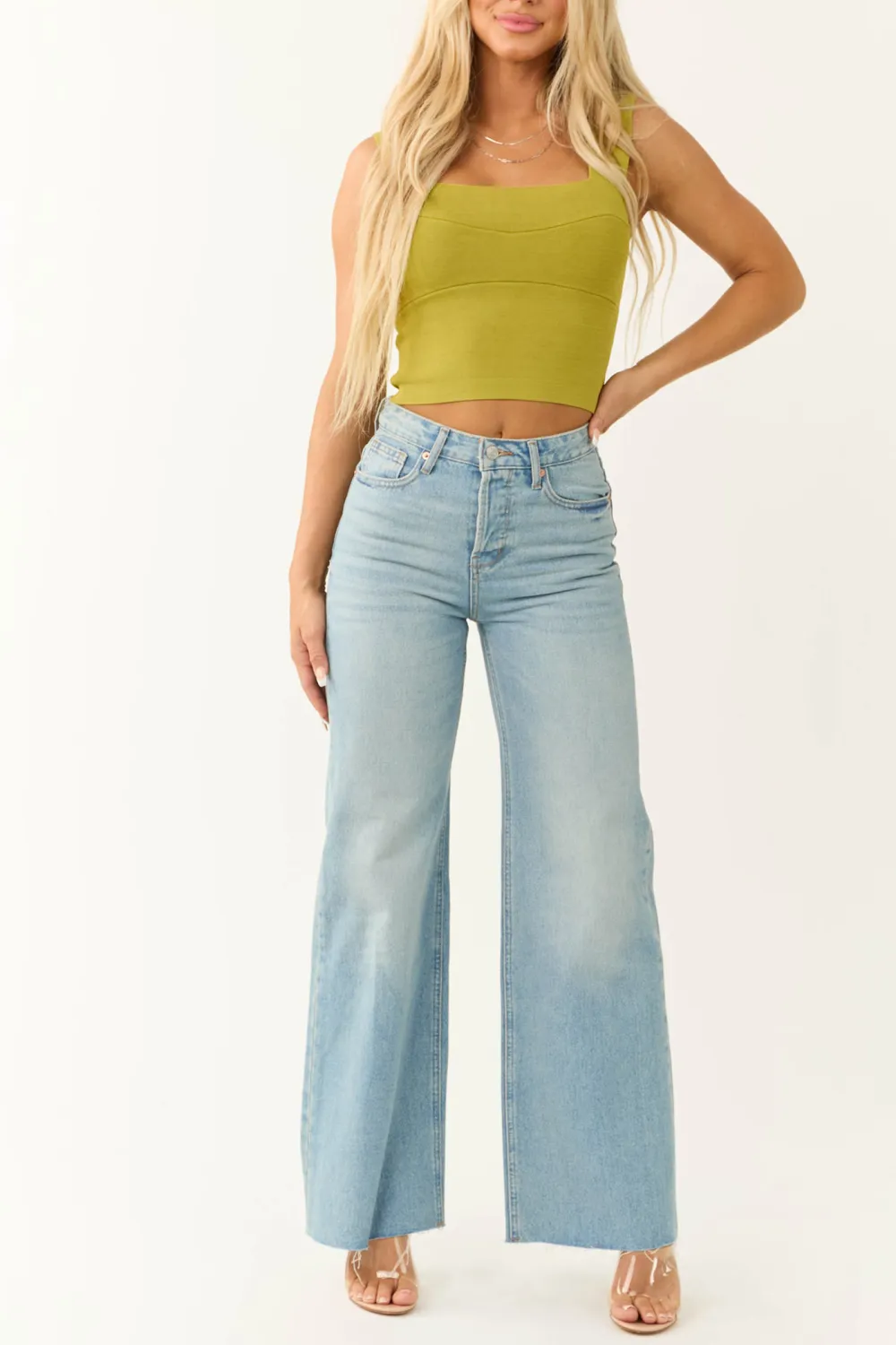 Rich Olive Square Neck Thick Knit Tank Top