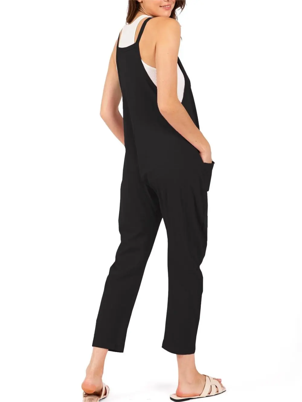 Hot Pink Sleeveless Pocketed Jumpsuit