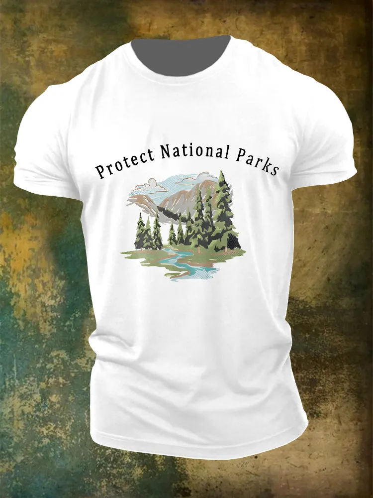 Men'S Protect National Parks Not Projects Round-Neck T-Shirt