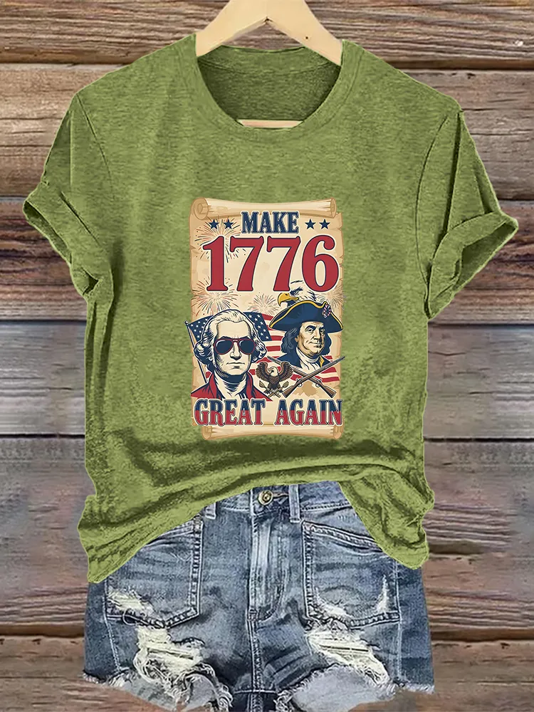 Woman'S Make 1776 Great Again Crew Neck Short Sleeve T-Shirt