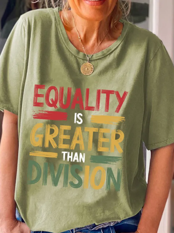 Women'S Equality Is Greater Than Division Round-Neck Short-Sleeved T-Shirt