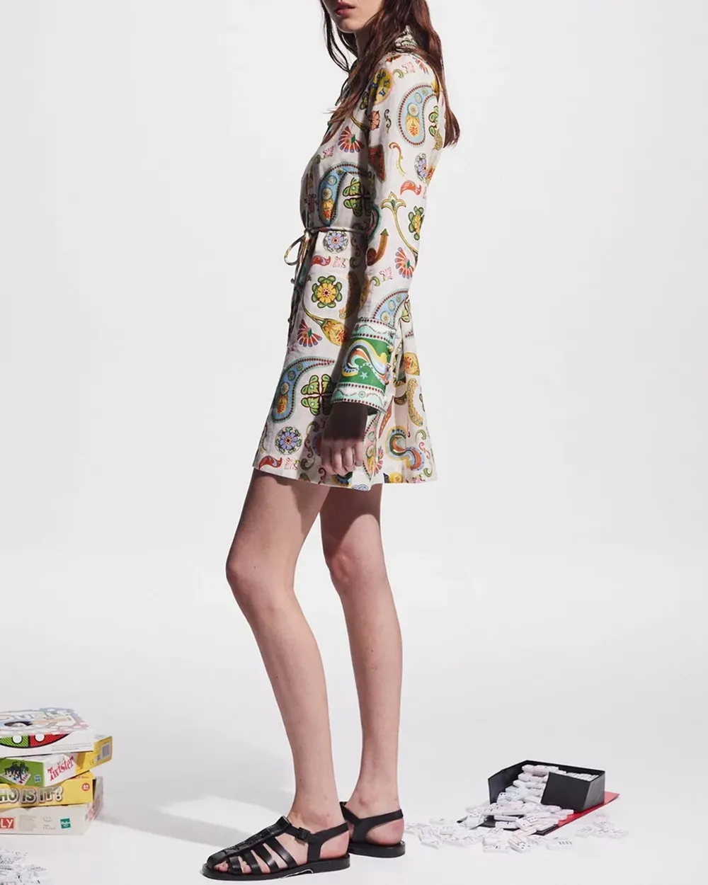 Bell Sleeve Waist Shirt Dress