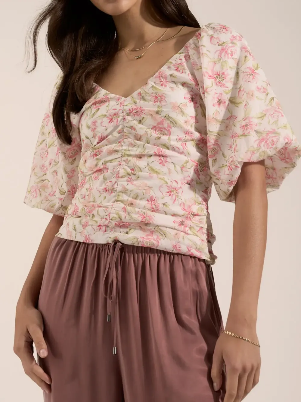 Petal Puff Detail Blouse