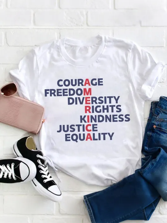 Courage Freedom Diversity Right Kindness Justice Equality America Teacher T-Shirt