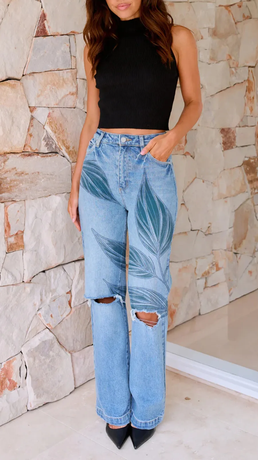 High Rise Waist Stretch Jeans