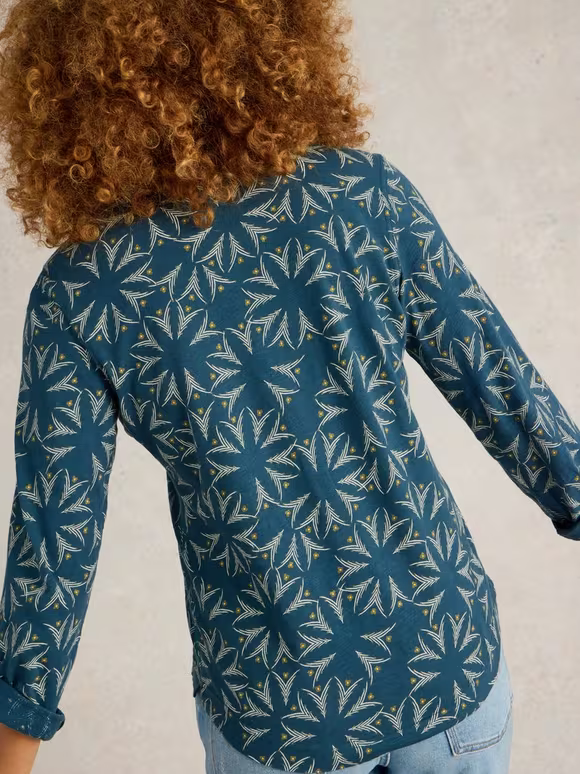 Long-Sleeved Art Graphic Cotton Shirt