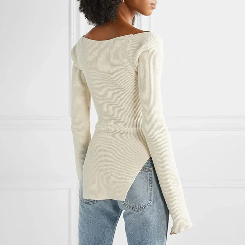 Square Neck Knitted Sweater