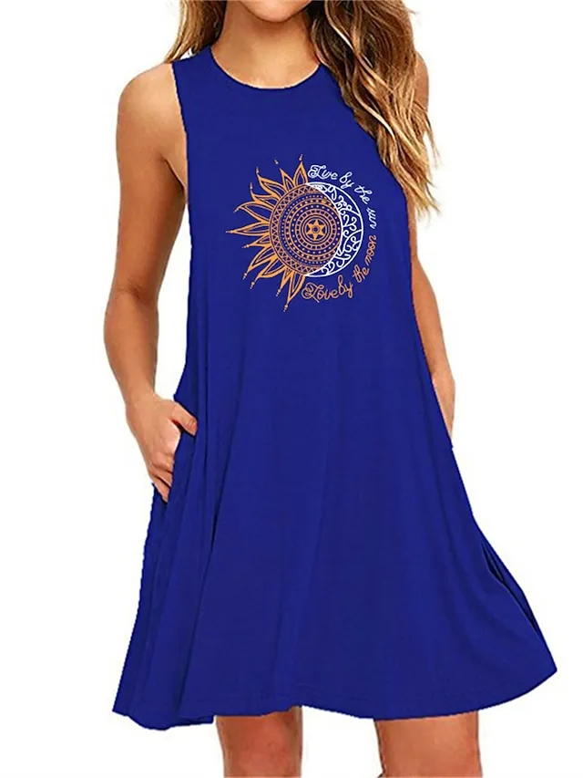 Women's Plus Size Loungewear Nightgown Nightshirt Dress Flower Basic Casual Comfort Home Daily Vacation Cotton Breathable Crew Neck Sleeveless Pocket Summer Spring Black White