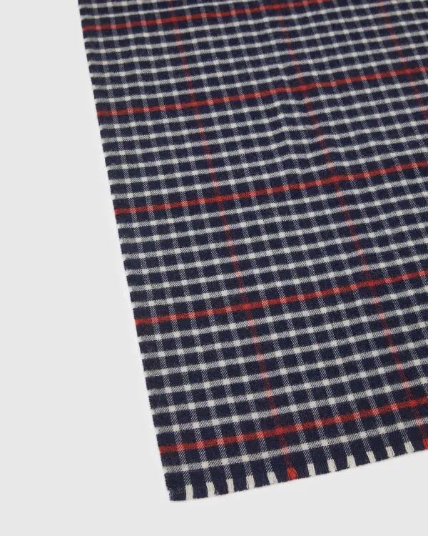 RED AND BLACK WOOL PLAID SCARF