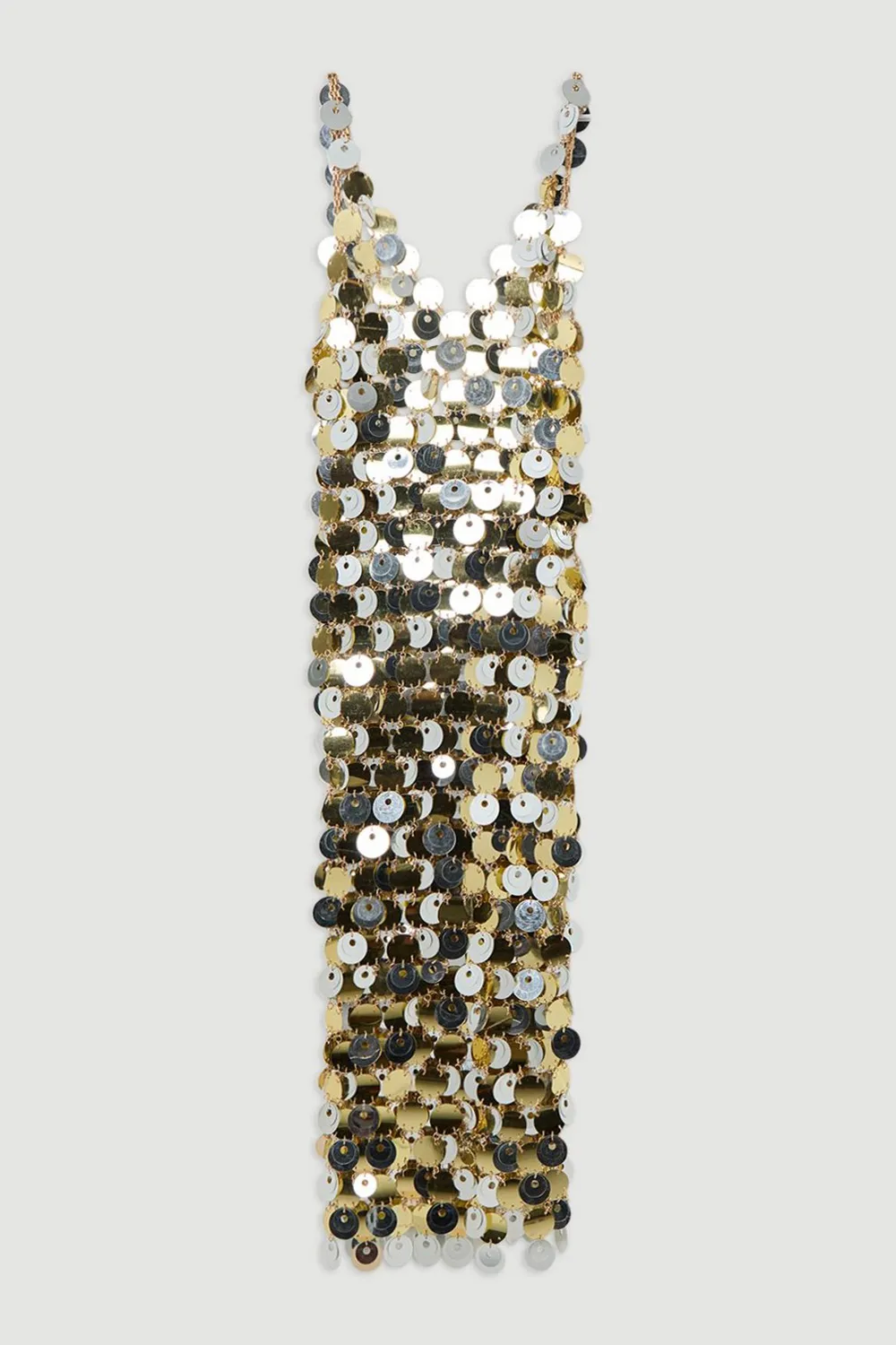 Disc Sequin Strappy Midi Dress