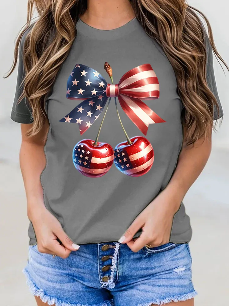 Woman'S Independence Day Print Short-Sleeved T-Shirt