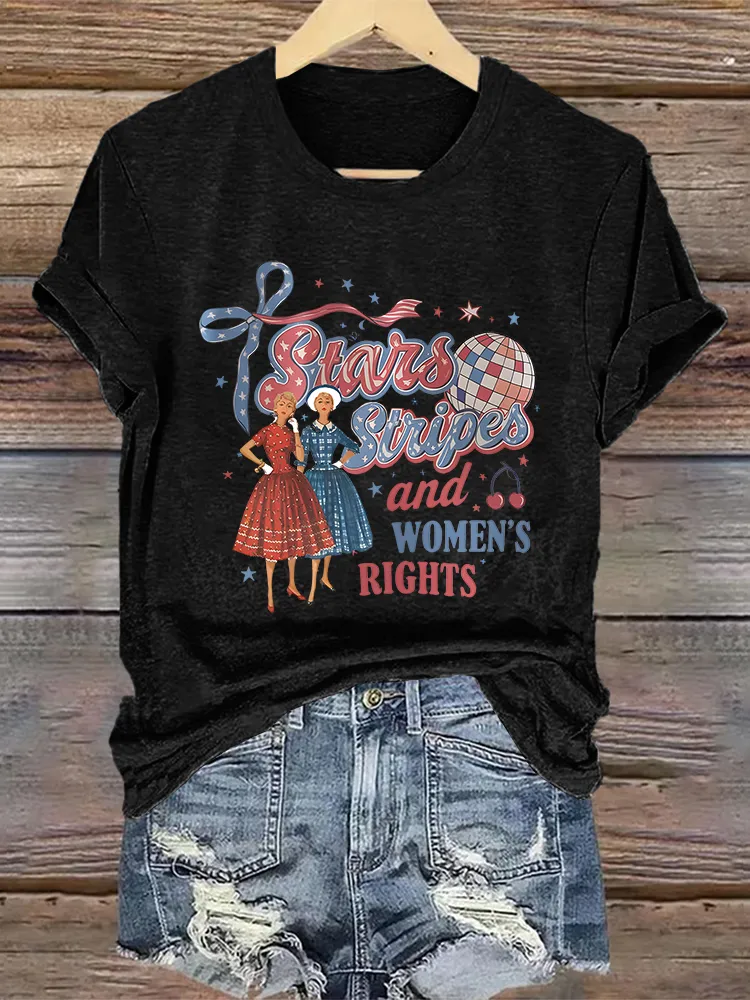 Woman'S Stars Stripes And Women'S Right Crew Neck Short Sleeve T-Shirt