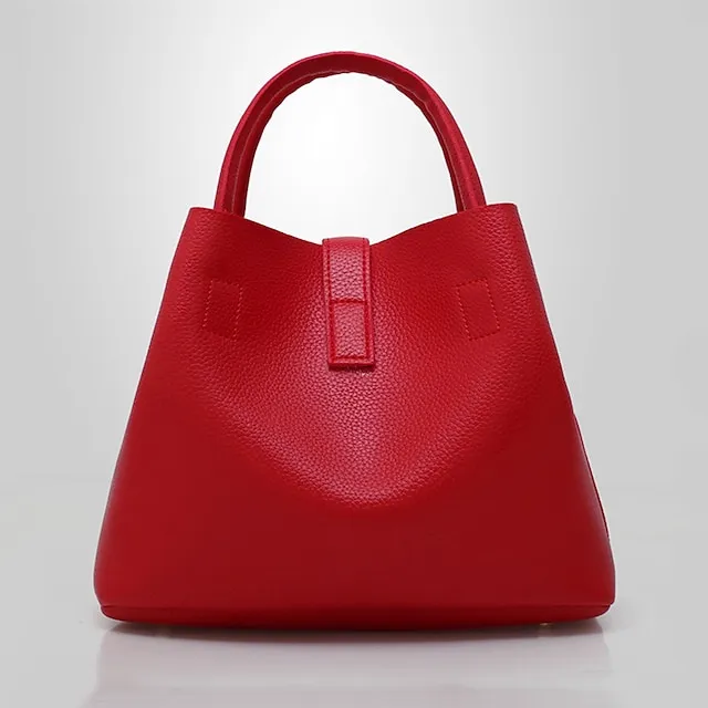 Women's Handbag Crossbody Bag Shoulder Bag PU Leather Office Daily Chain Solid Color Black Pink Red