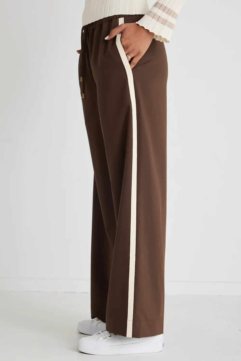 Stripe Side Tape Wide Leg Pants