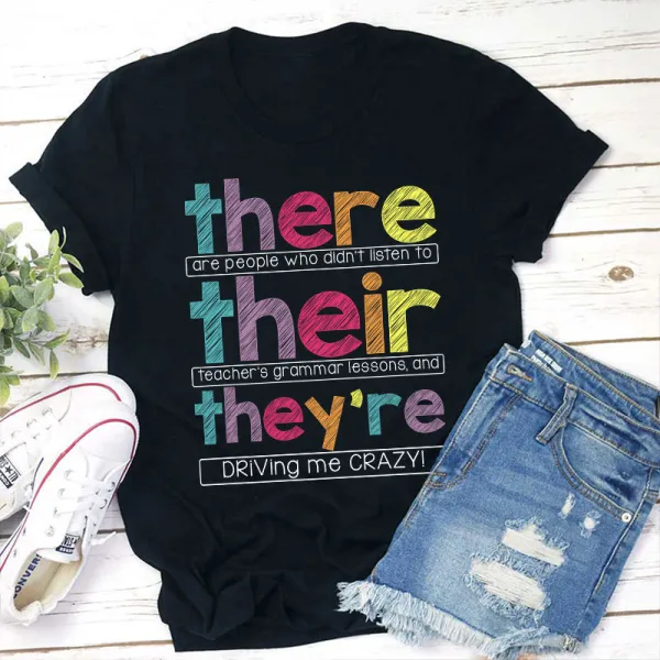 Five Colors Of Fonts With Graphic T-Shirts