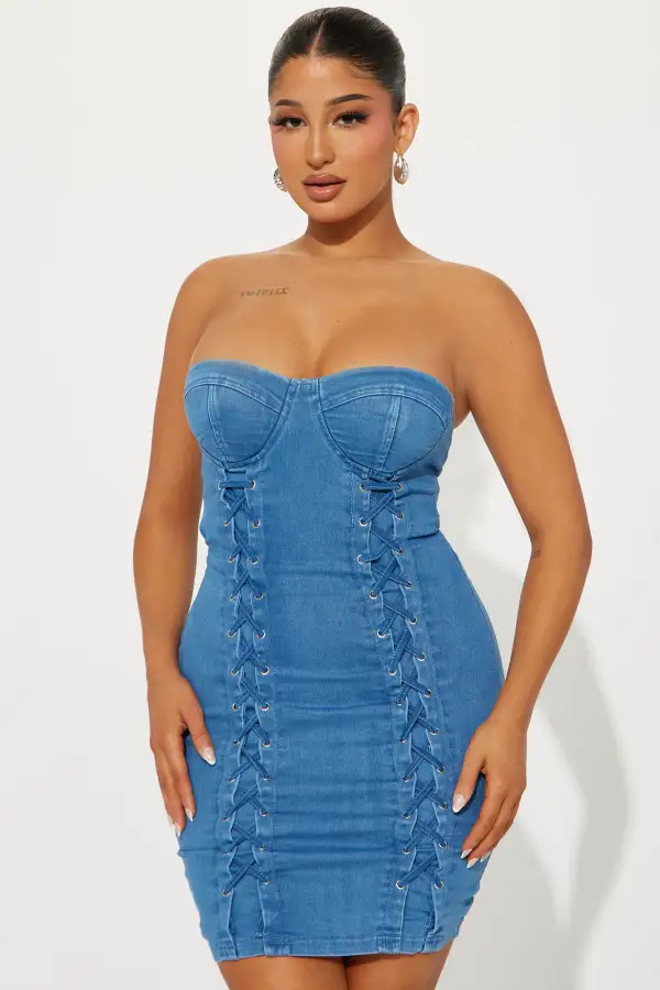 Zola Denim Mini Dress - Medium Wash