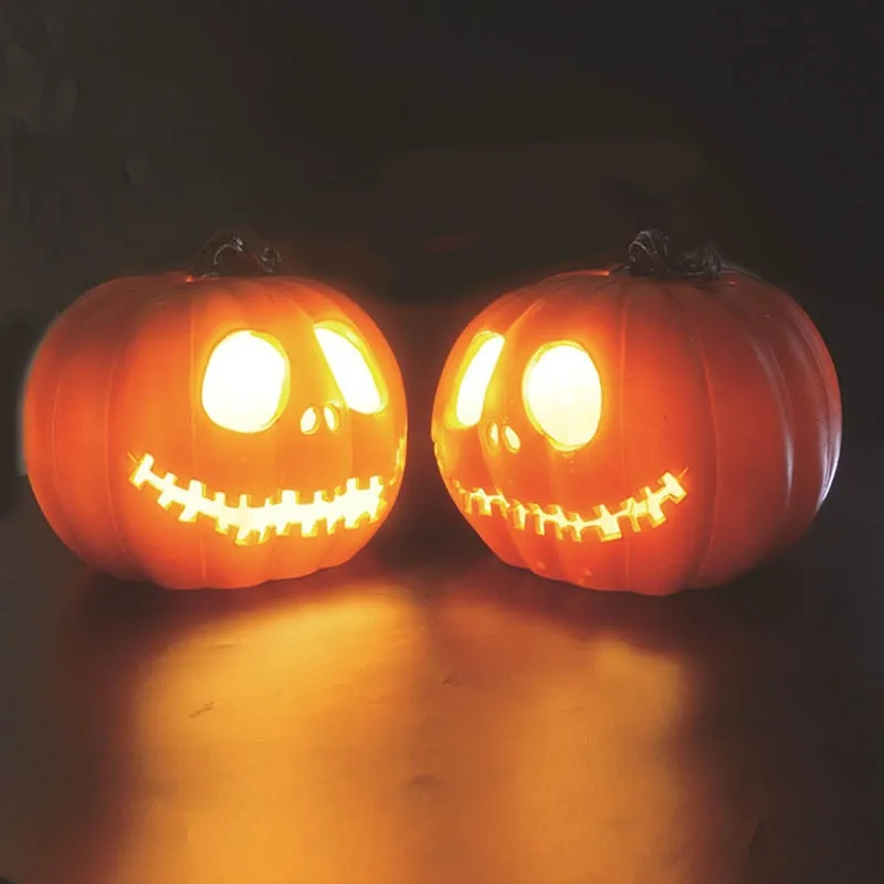 24*20cm Pumpkin Lantern Plastic Halloween Led Pumpkin Lamp Flashing Ghost Lighting Festival Park Indoor Garden Decoration New