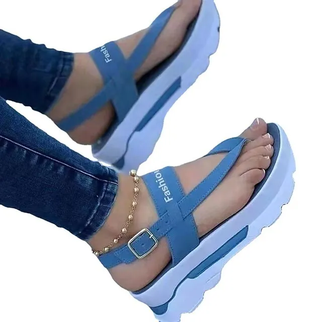 Women's Sandals Platform Sandals Outdoor Daily Summer Buckle Platform Peep Toe Casual Minimalism Walking Shoes PU Leather Microfiber Buckle Solid Color Solid Colored Black Pink Blue