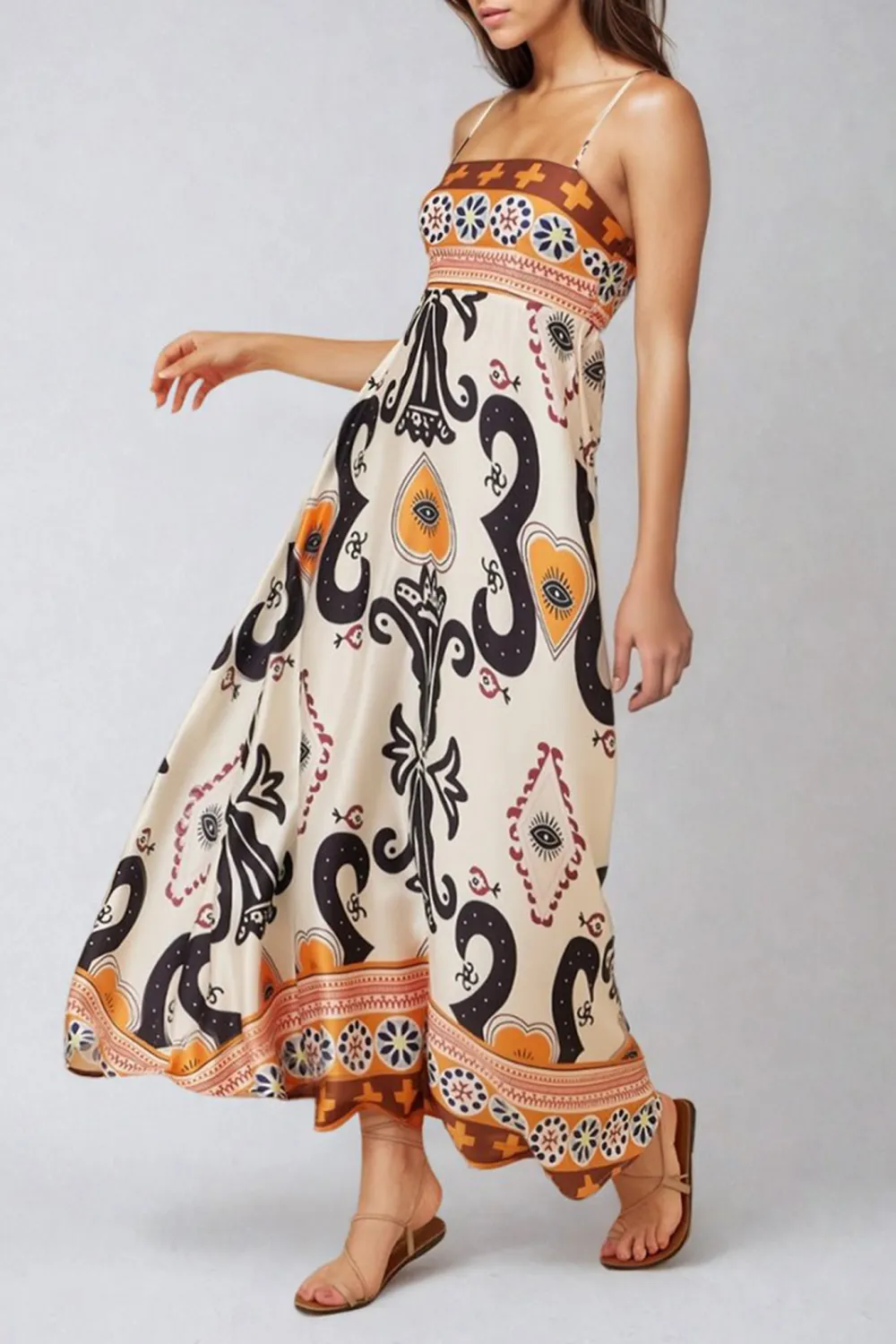 Multicolor Patterned Strapless Maxi Dress