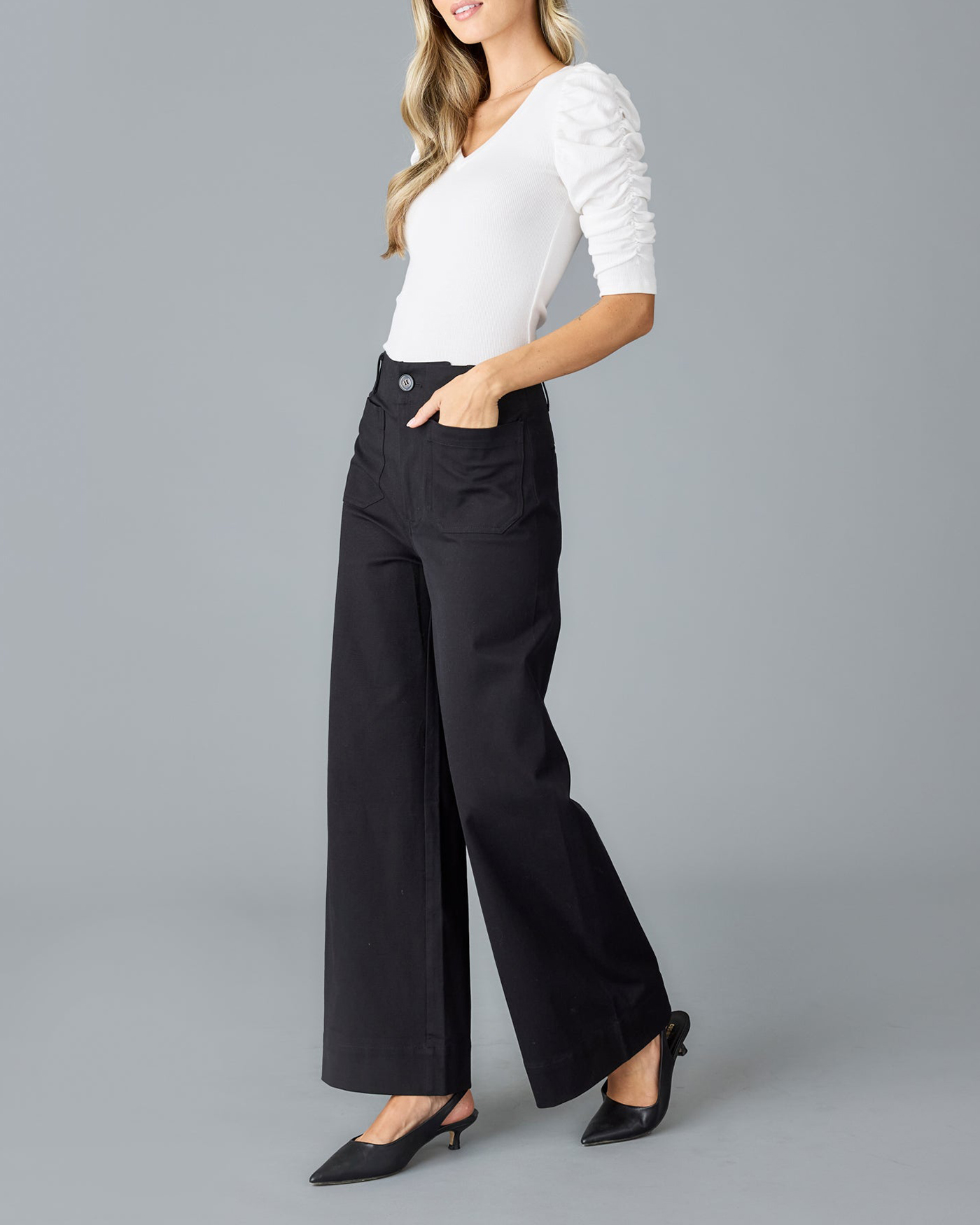 Black High Waisted Wide Leg Trouser