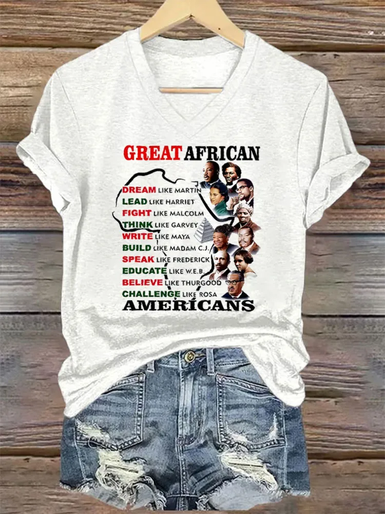 Women'S V-Neck T-Shirt Educated Great African Americans