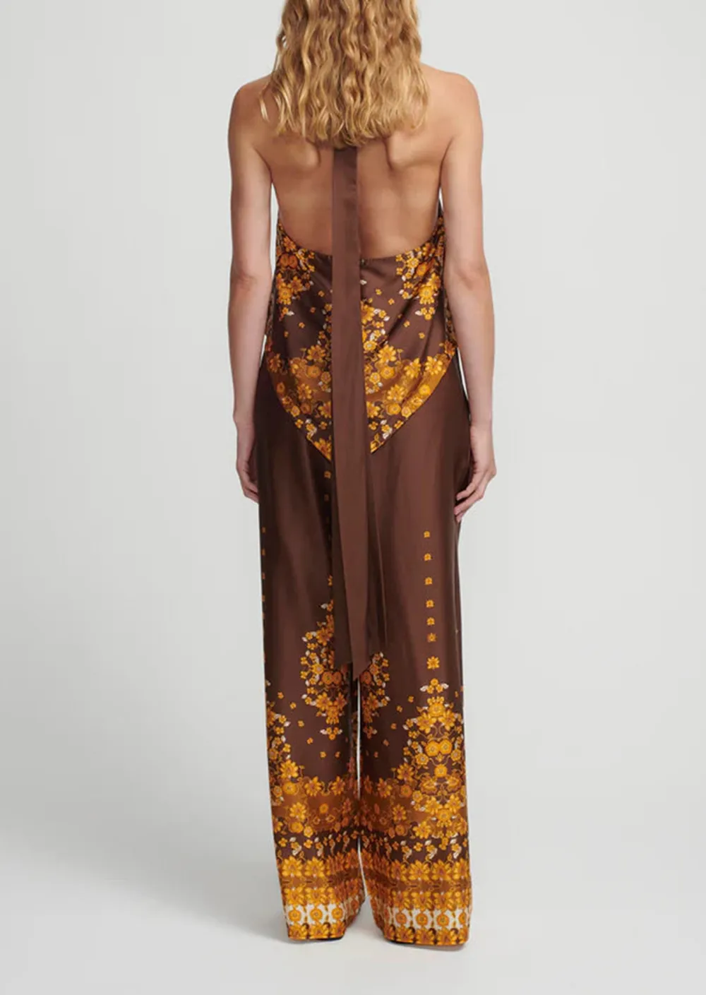 Brown Halter Neck Printed Top