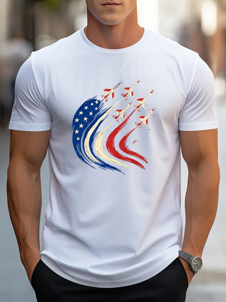 Man'S Independence Day Round-Neck Short-Sleeved T-Shirt