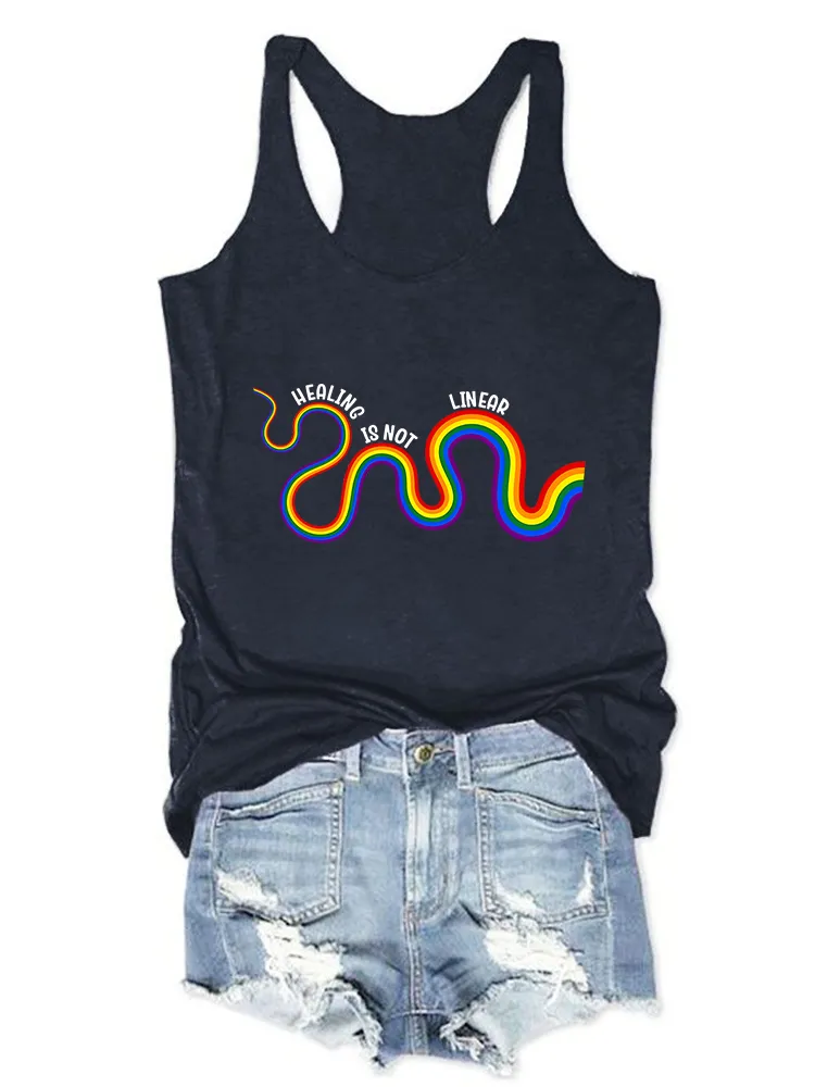 Women'S Round-Neck Sleeveless Vest Healing Is Not Linear Prints