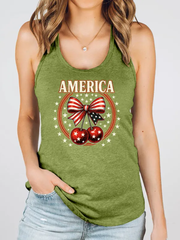 Women'S America Round-Necked Sleeveless Vest