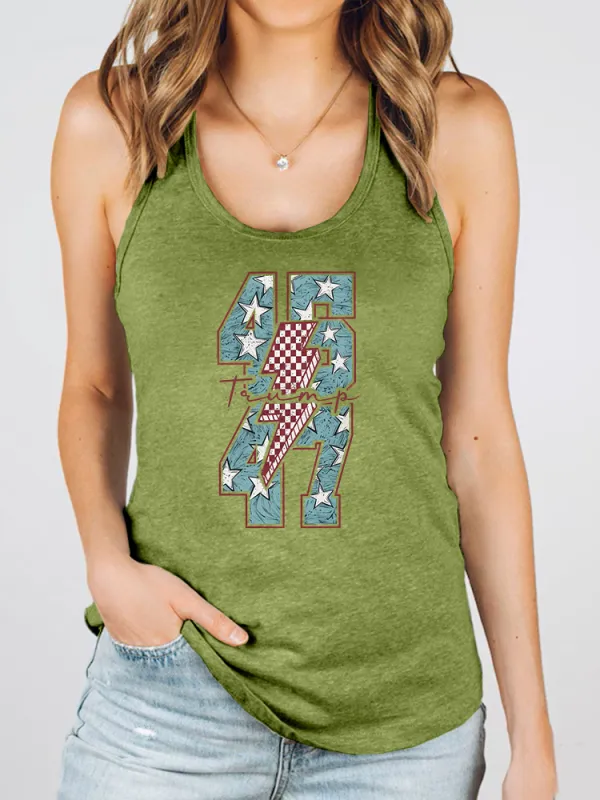 Women'S 4647 Print Round-Necked Sleeveless Vest