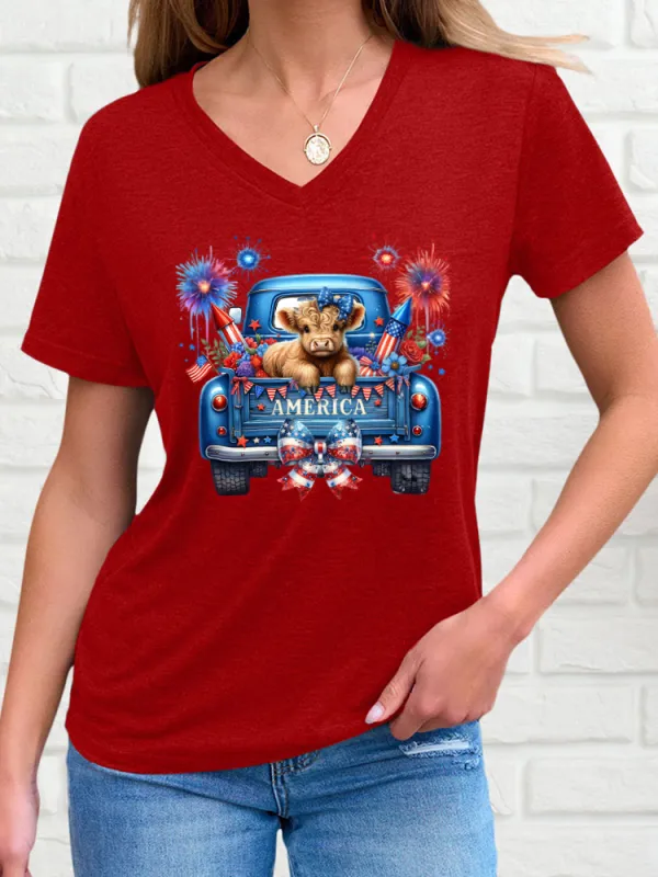 Woman'S Independence Day Print Short-Sleeved T-Shirt