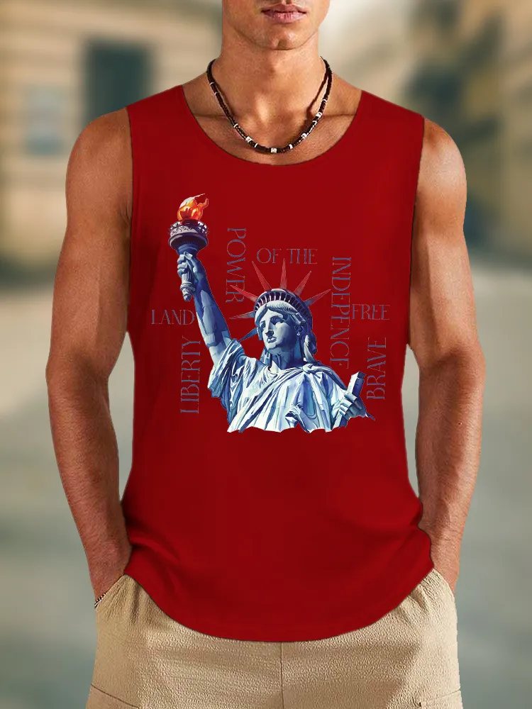Men'S Power Of The Indepence Round-Necked Sleeveless Vest