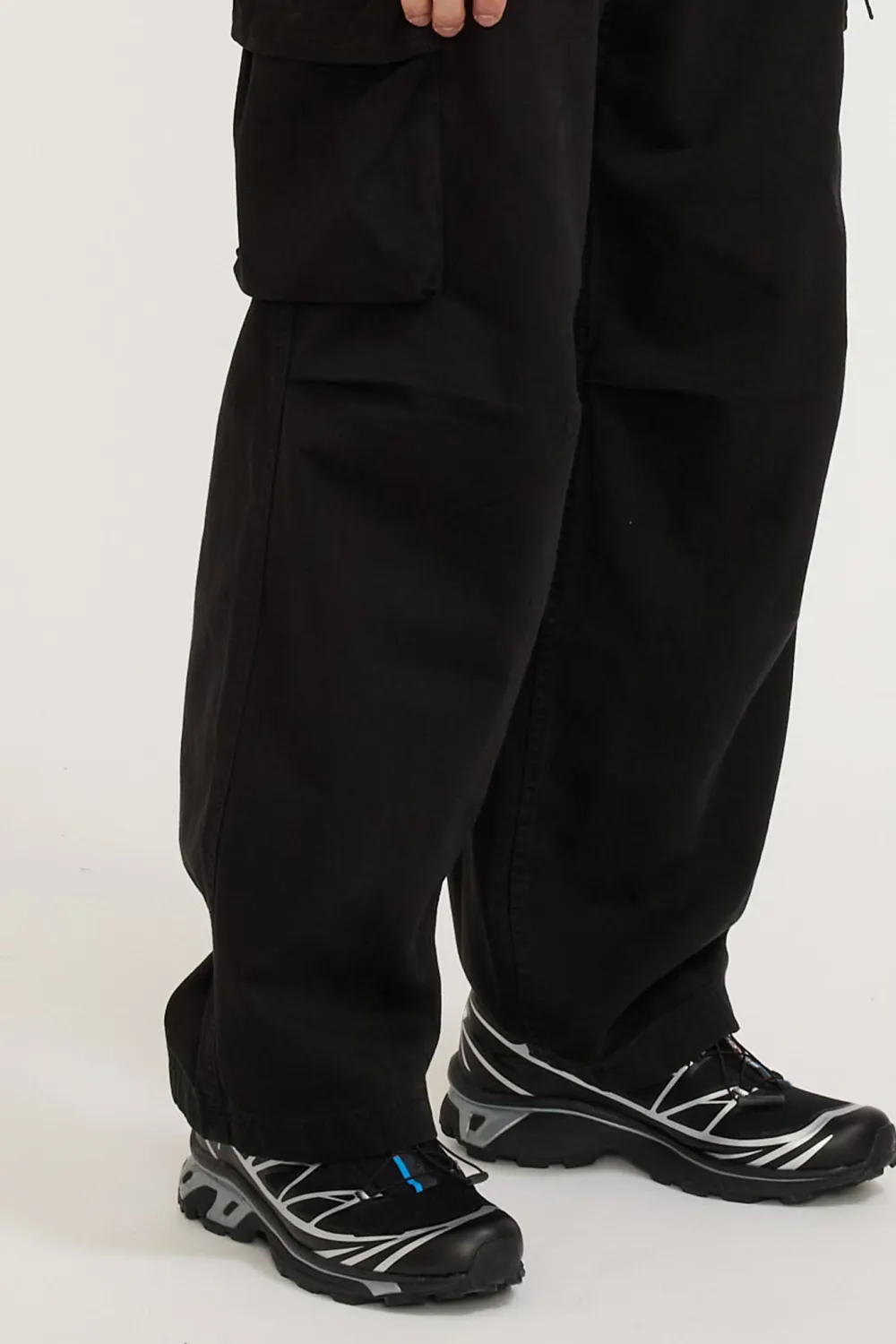 Black Straight-Leg Cargo Trousers