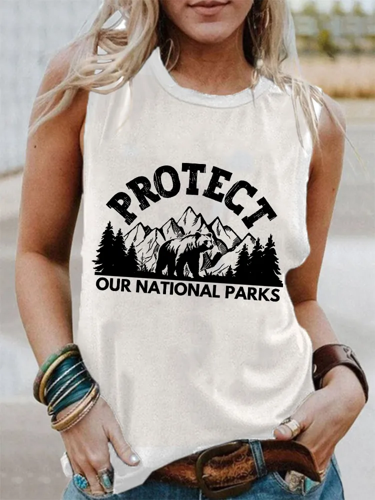 Women'S Round-Neck Vest With Protect Our National Parks Prints