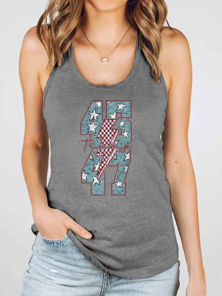 Women'S 4647 Print Round-Necked Sleeveless Vest