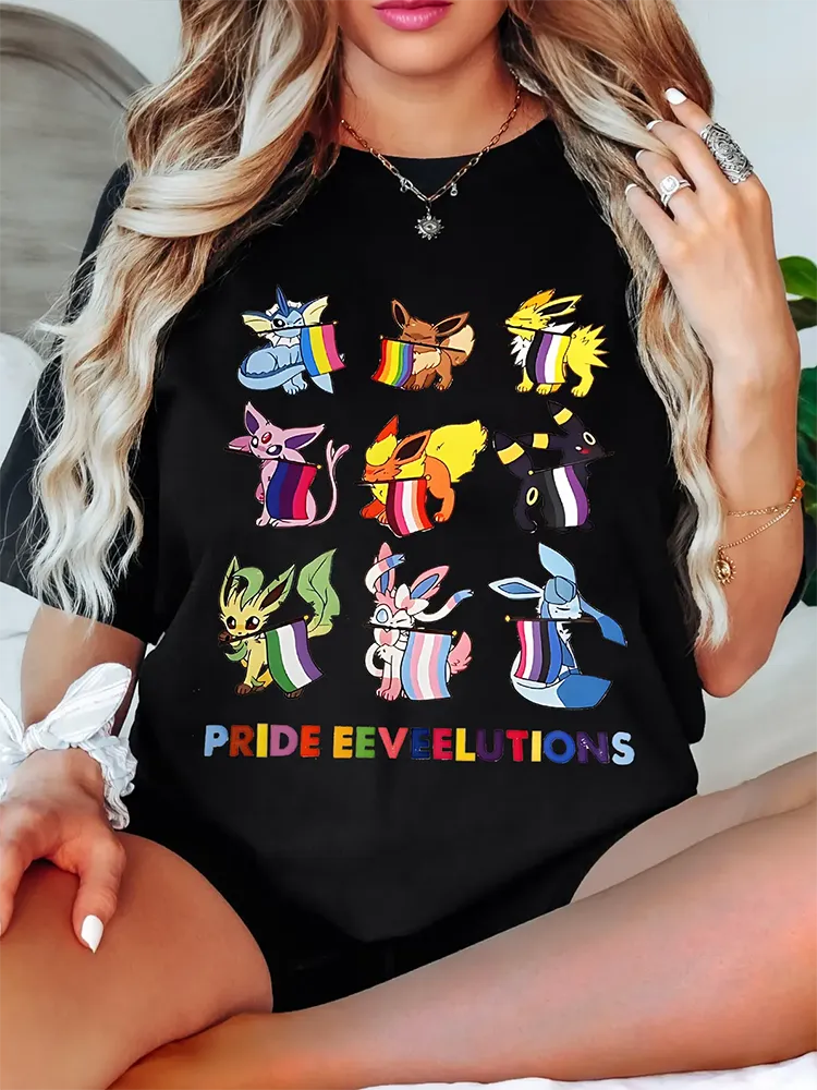 Women'S Pride Eeveelutions Round-Neck Short Sleeve T-Shirt