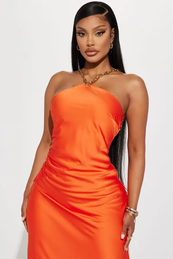 Madeline Satin Maxi Dress - Orange