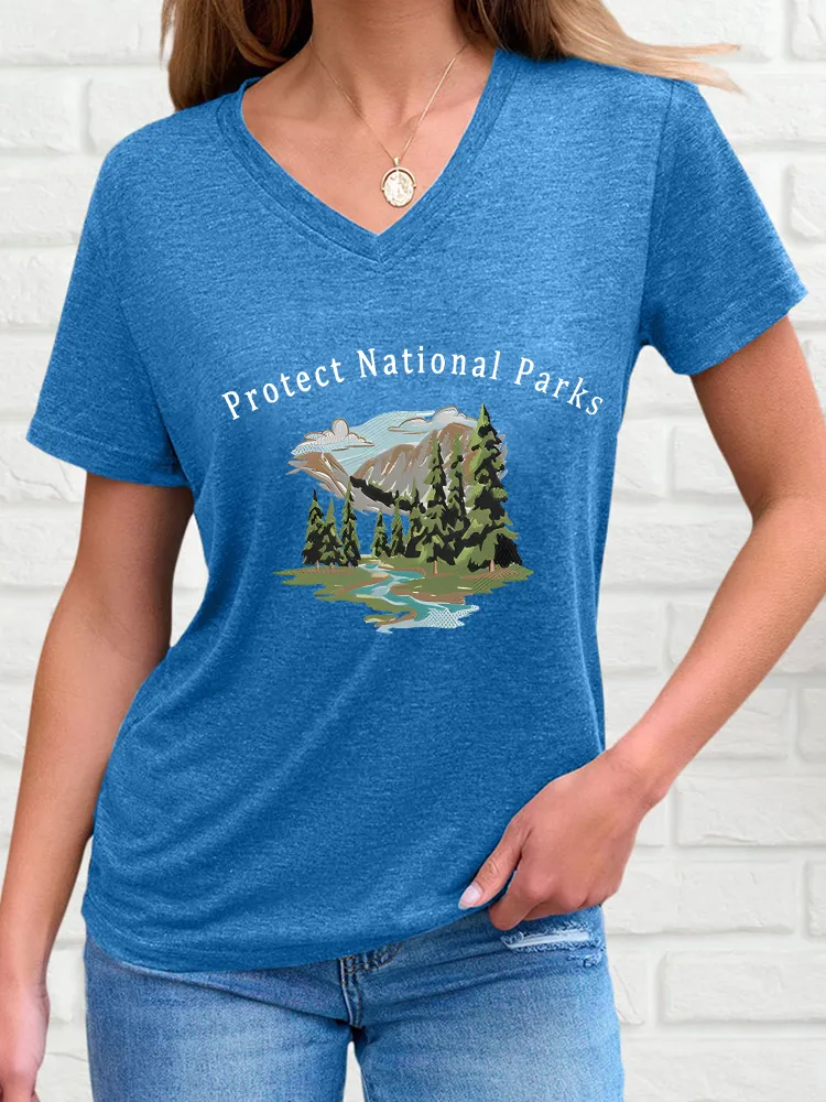 Women'S Protect National Parks V-Neck Short-Sleeved T-Shirt