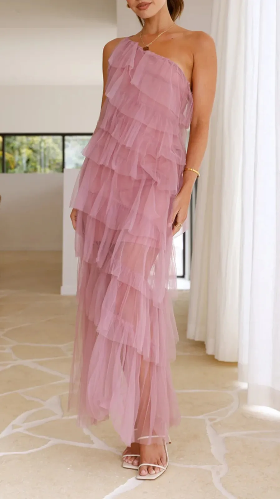 Partially Lined Maxi Dress