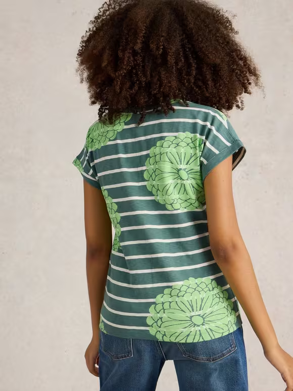 Notch Neck Print T-Shirt